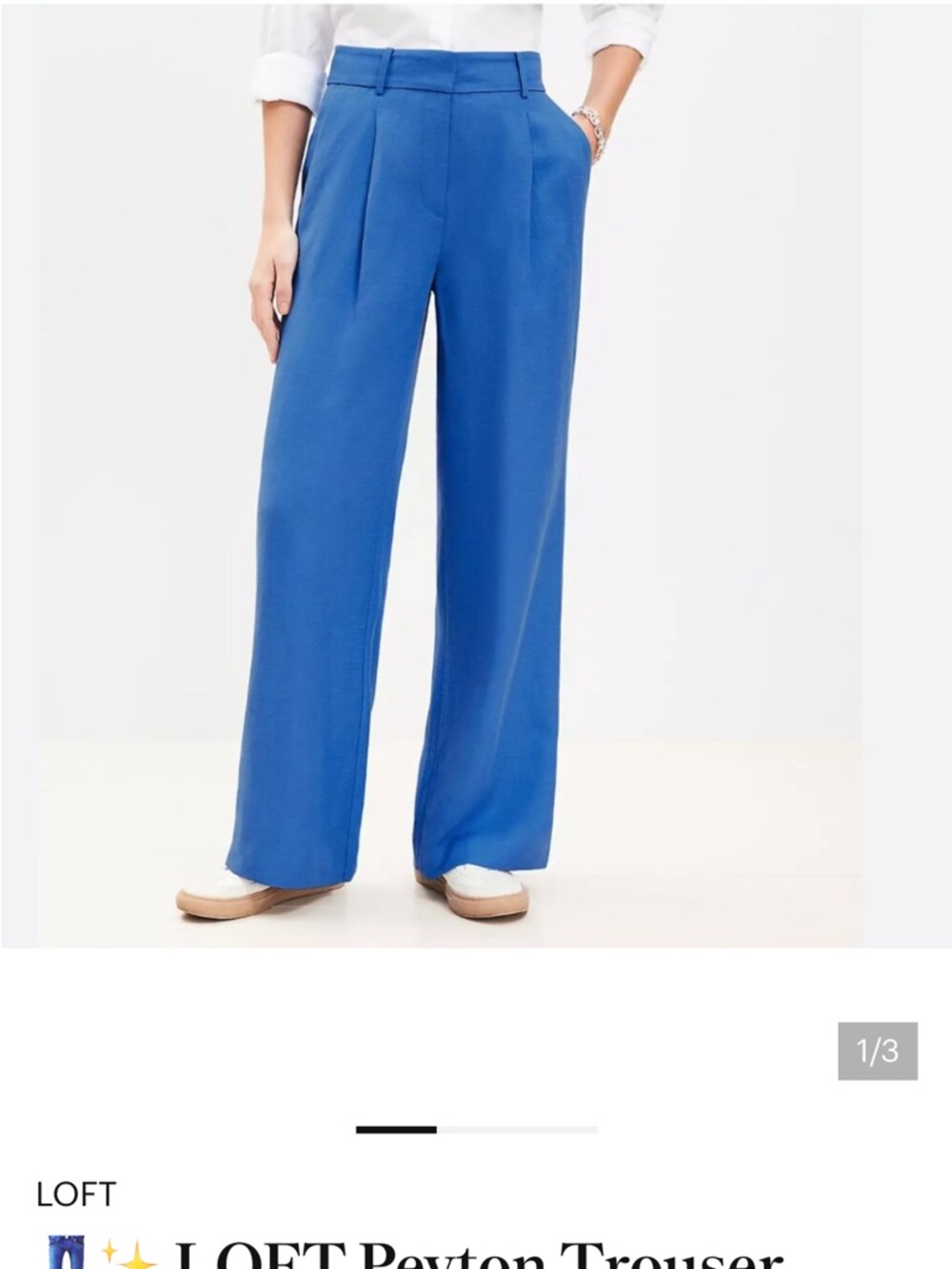 LOFT Wide-Leg Trousers in Cobalt Blue